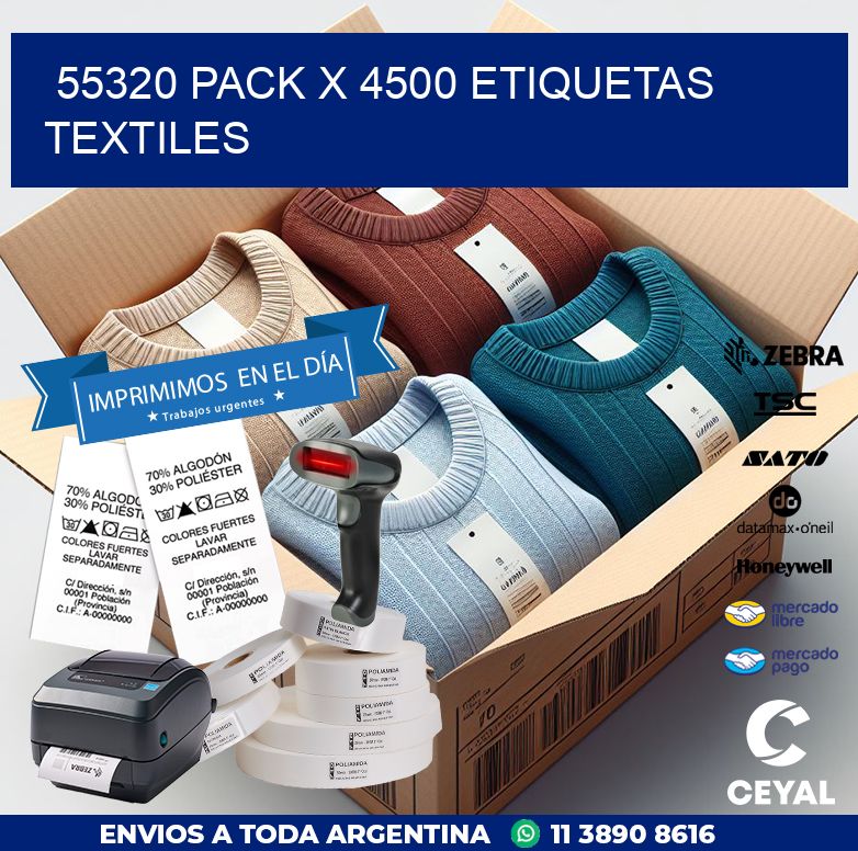 55320 PACK X 4500 ETIQUETAS TEXTILES