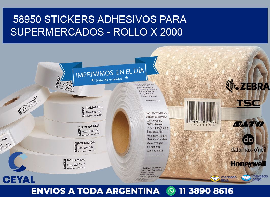 58950 STICKERS ADHESIVOS PARA SUPERMERCADOS - ROLLO X 2000