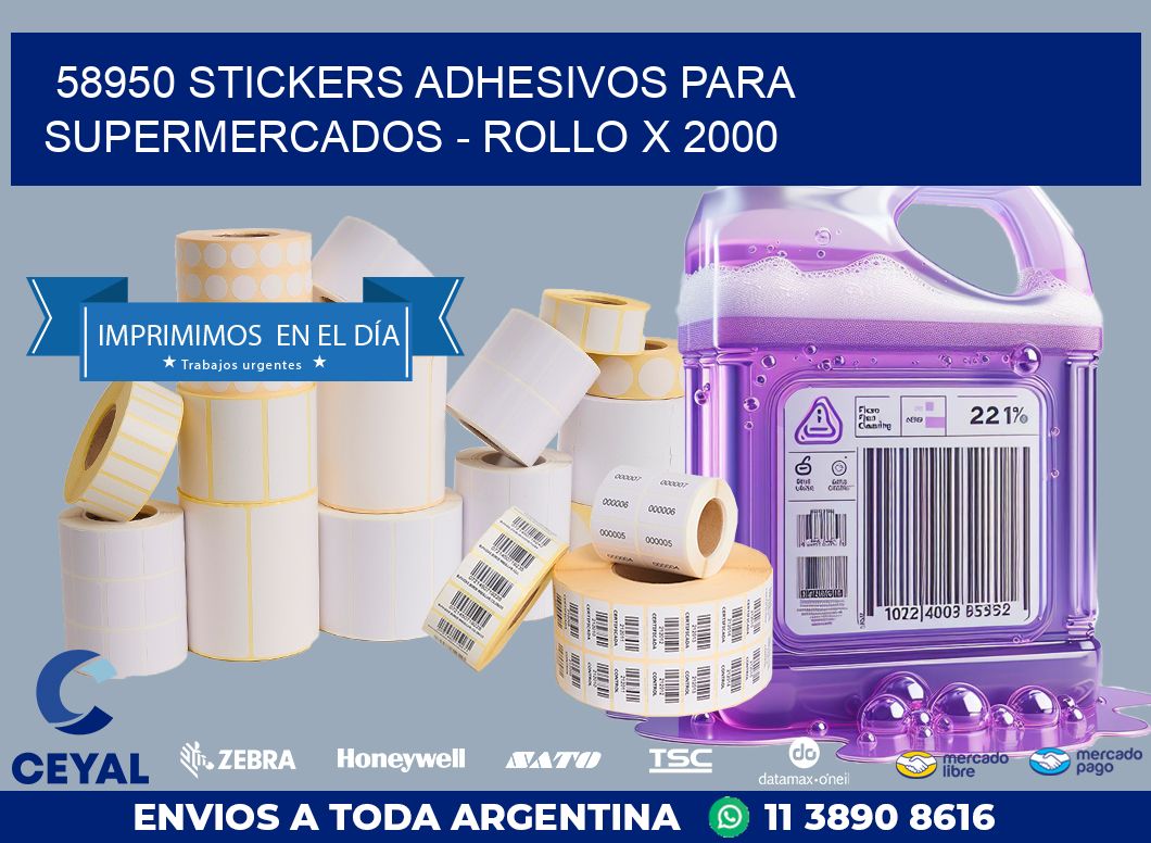 58950 STICKERS ADHESIVOS PARA SUPERMERCADOS - ROLLO X 2000