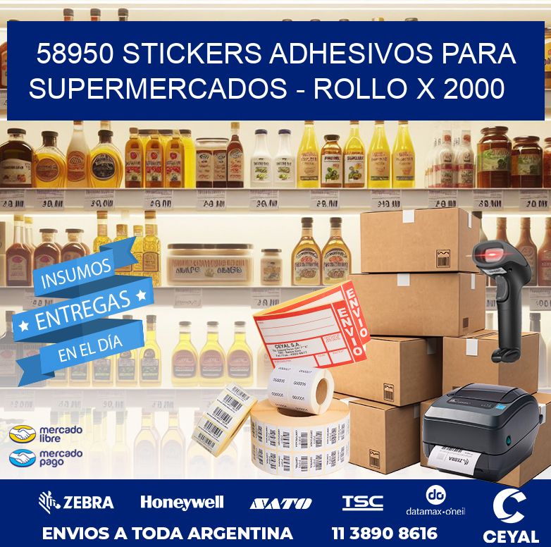 58950 STICKERS ADHESIVOS PARA SUPERMERCADOS – ROLLO X 2000