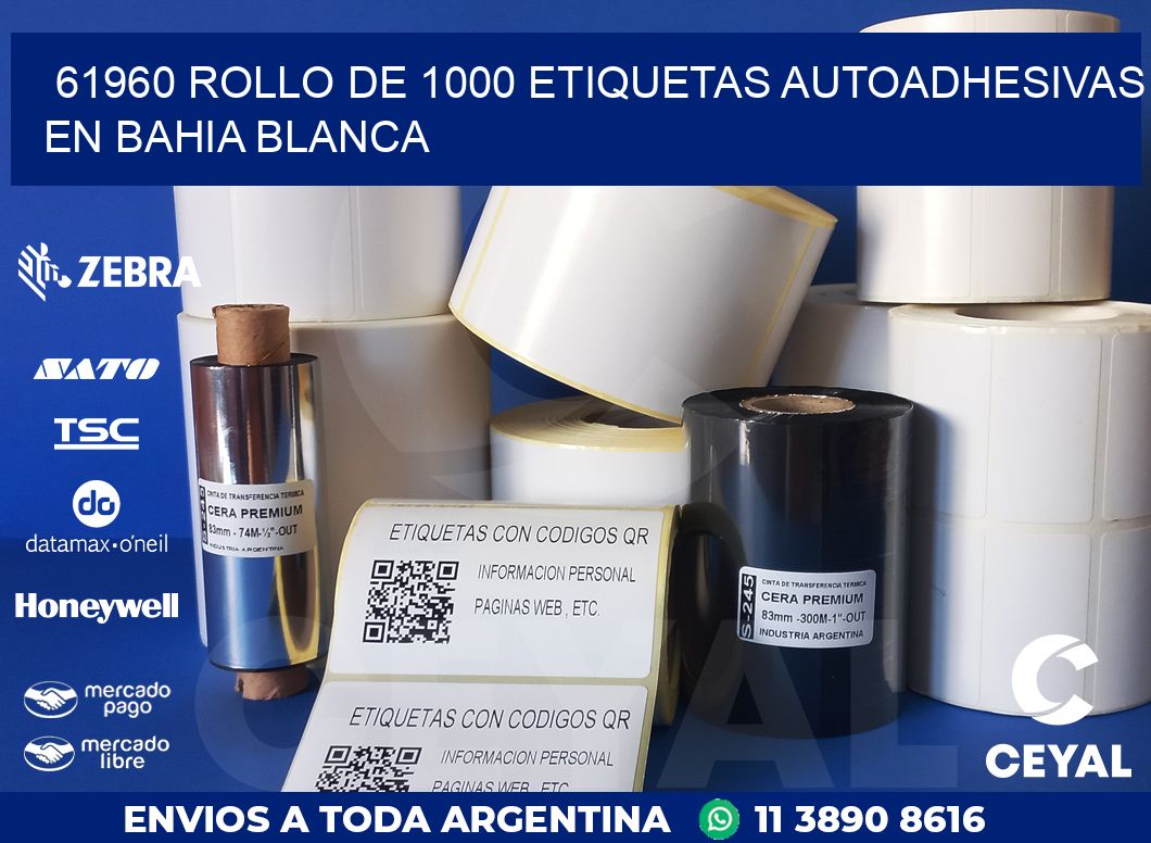 61960 ROLLO DE 1000 ETIQUETAS AUTOADHESIVAS EN BAHIA BLANCA