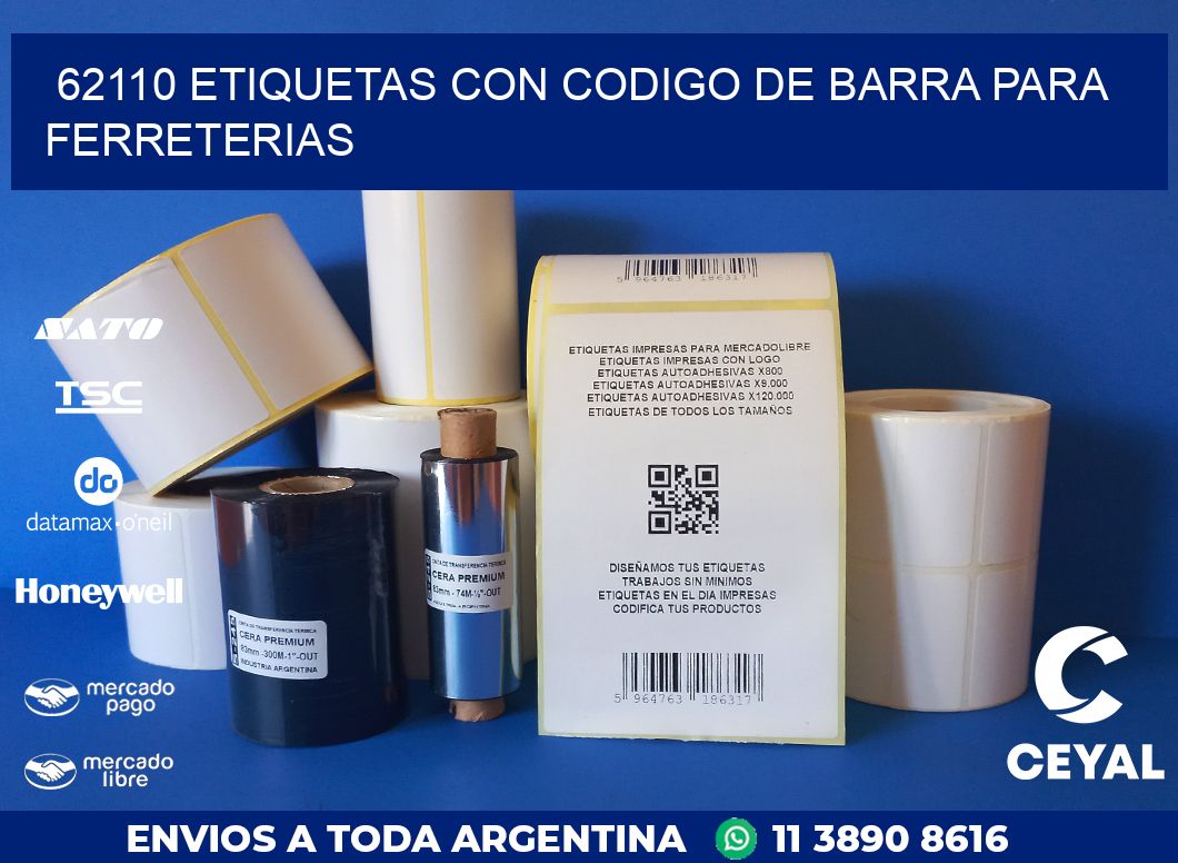 62110 ETIQUETAS CON CODIGO DE BARRA PARA FERRETERIAS