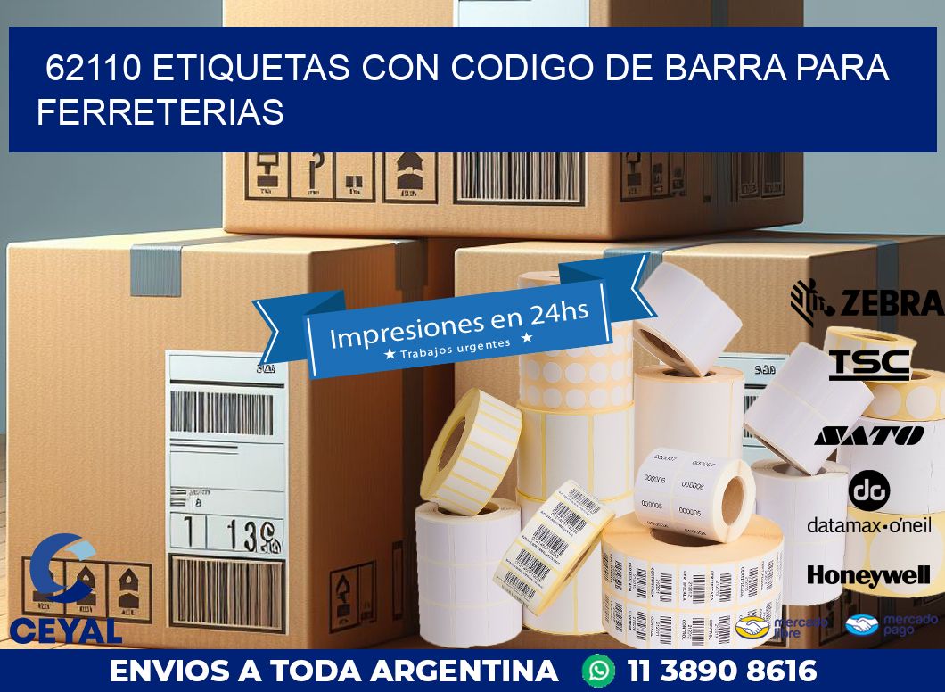 62110 ETIQUETAS CON CODIGO DE BARRA PARA FERRETERIAS