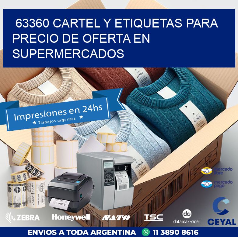 63360 CARTEL Y ETIQUETAS PARA PRECIO DE OFERTA EN SUPERMERCADOS