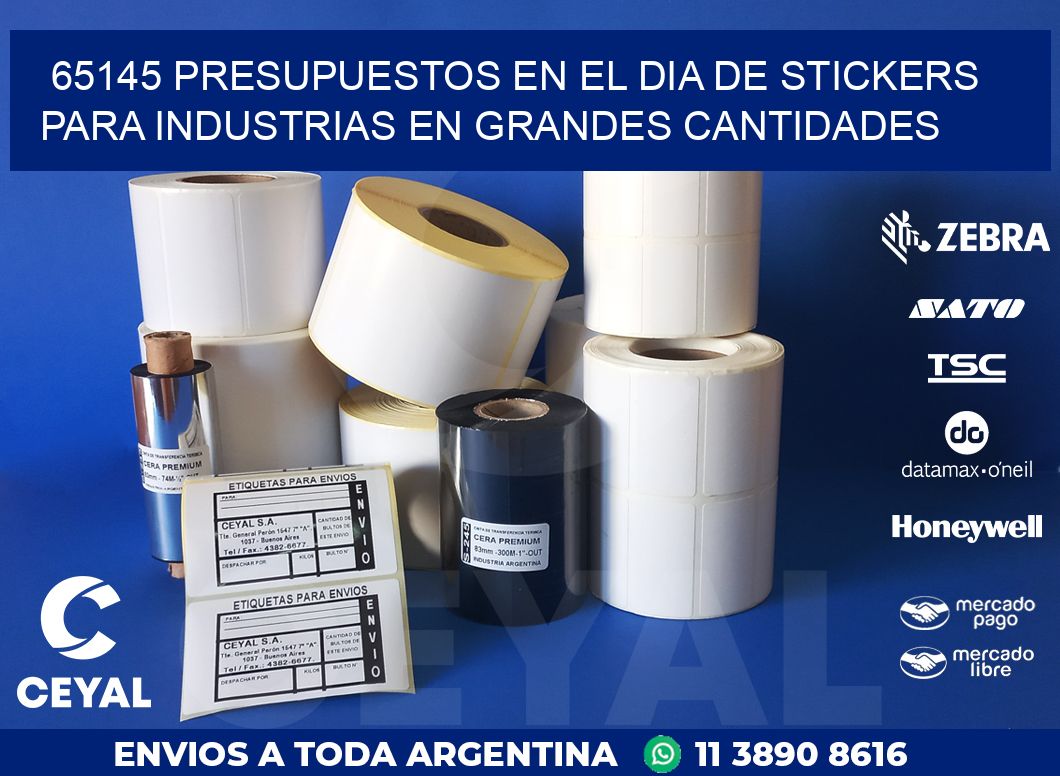 65145 PRESUPUESTOS EN EL DIA DE STICKERS PARA INDUSTRIAS EN GRANDES CANTIDADES