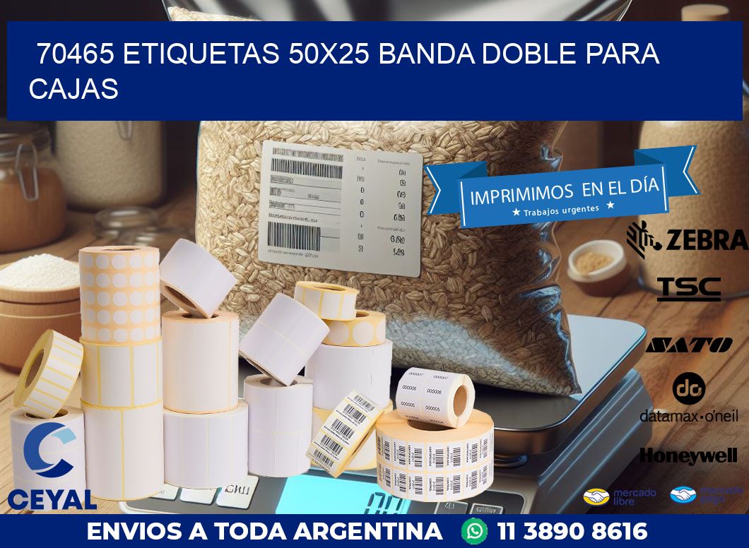 70465 ETIQUETAS 50X25 BANDA DOBLE PARA CAJAS