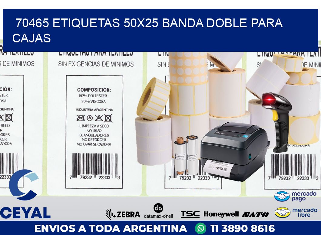 70465 ETIQUETAS 50X25 BANDA DOBLE PARA CAJAS