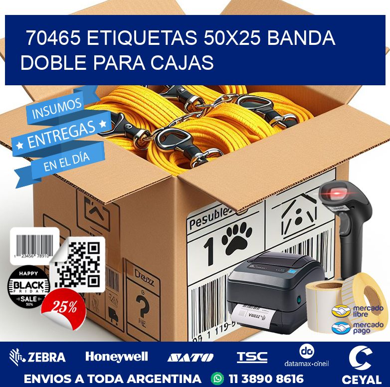 70465 ETIQUETAS 50X25 BANDA DOBLE PARA CAJAS