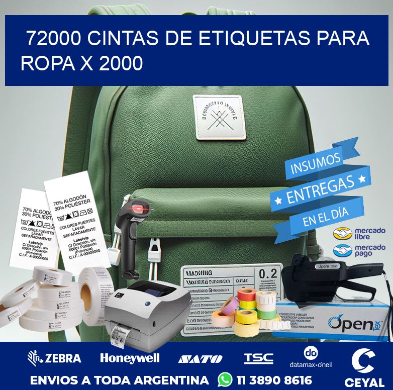 72000 CINTAS DE ETIQUETAS PARA ROPA X 2000