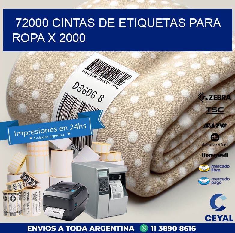 72000 CINTAS DE ETIQUETAS PARA ROPA X 2000