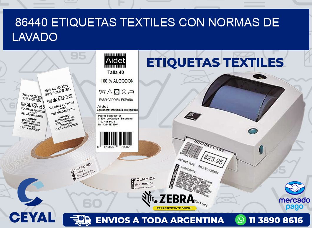 86440 ETIQUETAS TEXTILES CON NORMAS DE LAVADO