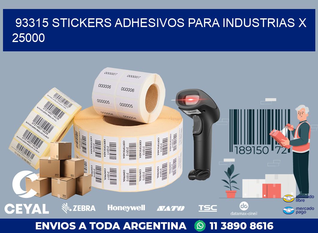 93315 STICKERS ADHESIVOS PARA INDUSTRIAS X 25000