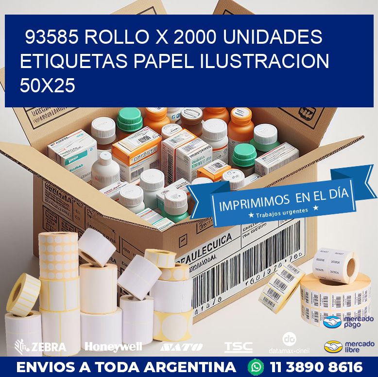 93585 ROLLO X 2000 UNIDADES ETIQUETAS PAPEL ILUSTRACION 50X25