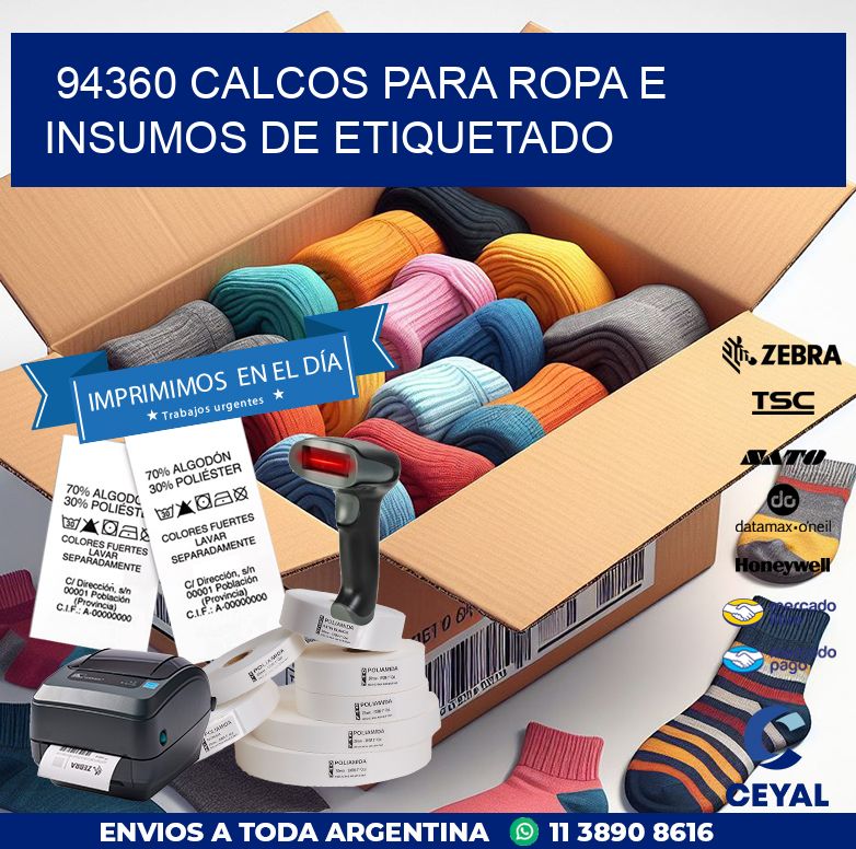 94360 CALCOS PARA ROPA E INSUMOS DE ETIQUETADO
