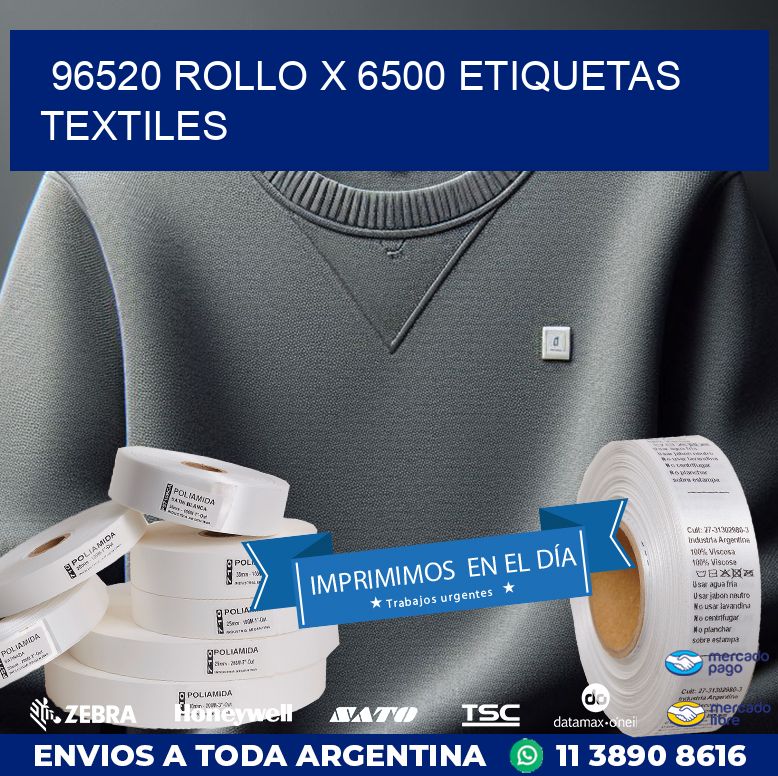 96520 ROLLO X 6500 ETIQUETAS TEXTILES