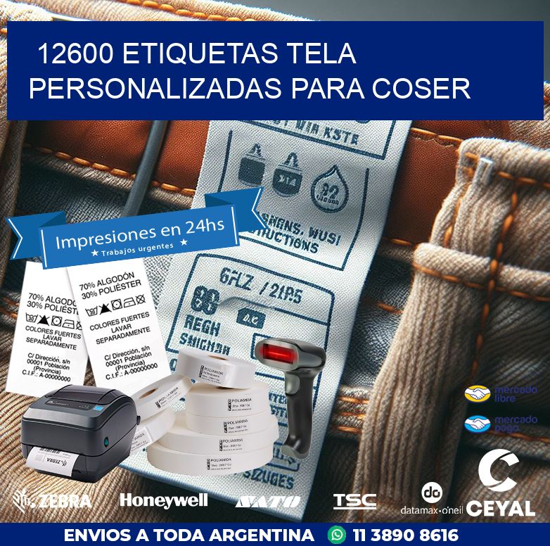 12600 ETIQUETAS TELA PERSONALIZADAS PARA COSER