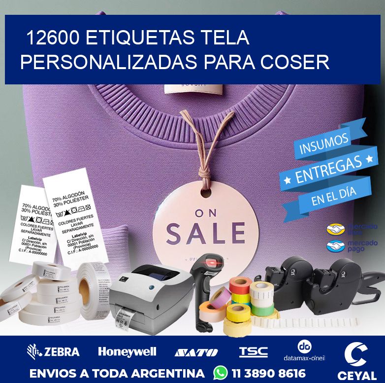 12600 ETIQUETAS TELA PERSONALIZADAS PARA COSER