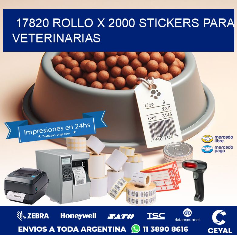 17820 ROLLO X 2000 STICKERS PARA VETERINARIAS