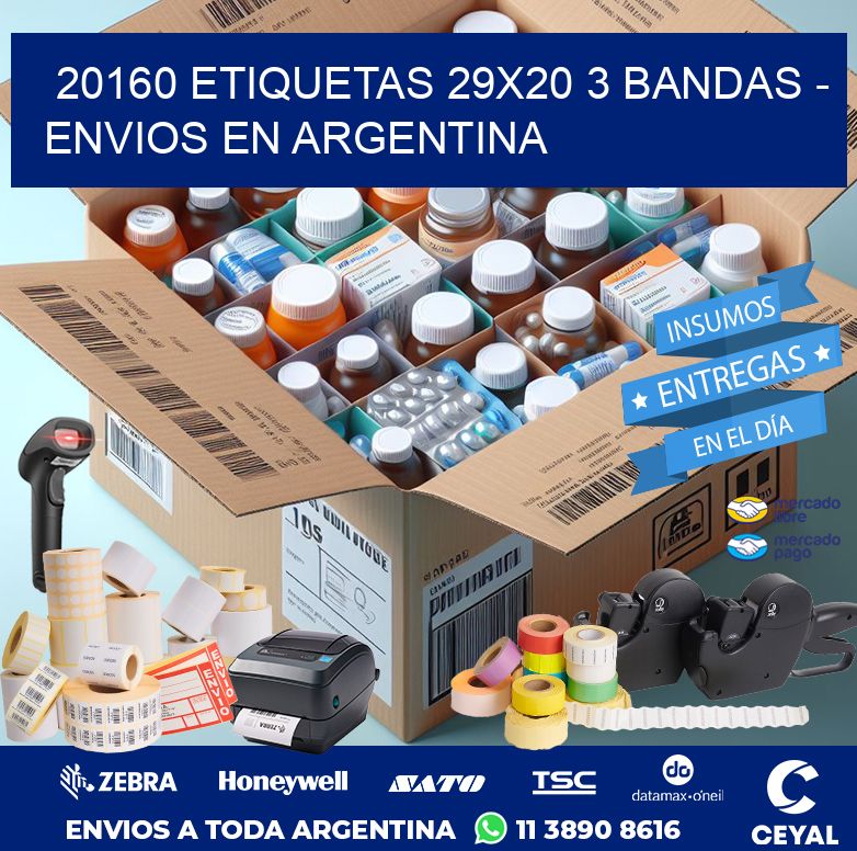 20160 ETIQUETAS 29X20 3 BANDAS - ENVIOS EN ARGENTINA