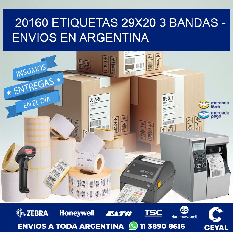 20160 ETIQUETAS 29X20 3 BANDAS - ENVIOS EN ARGENTINA