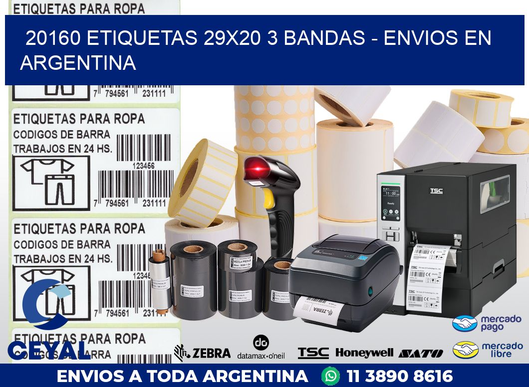 20160 ETIQUETAS 29X20 3 BANDAS - ENVIOS EN ARGENTINA