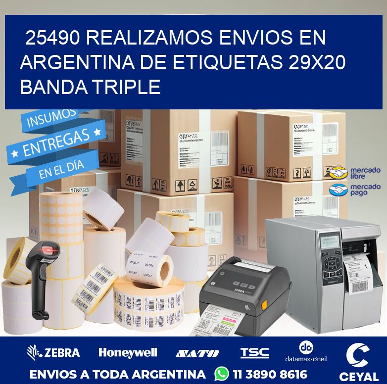 25490 REALIZAMOS ENVIOS EN ARGENTINA DE ETIQUETAS 29X20 BANDA TRIPLE