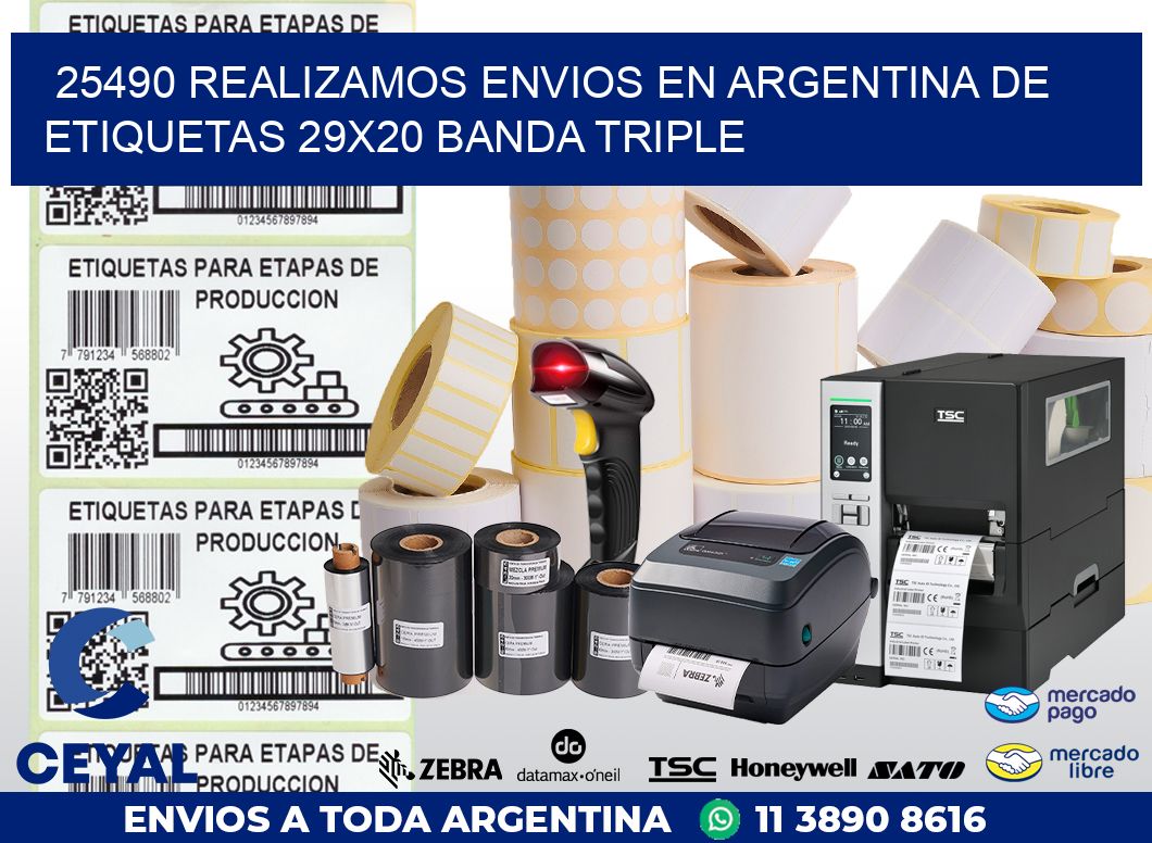 25490 REALIZAMOS ENVIOS EN ARGENTINA DE ETIQUETAS 29X20 BANDA TRIPLE