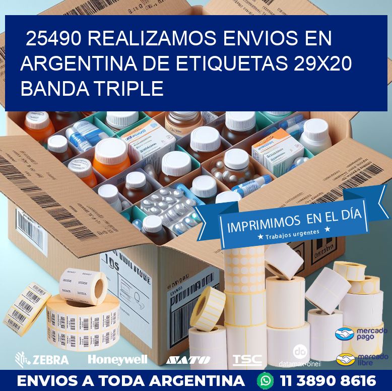 25490 REALIZAMOS ENVIOS EN ARGENTINA DE ETIQUETAS 29X20 BANDA TRIPLE
