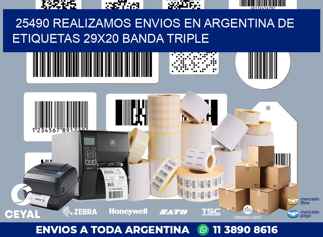 25490 REALIZAMOS ENVIOS EN ARGENTINA DE ETIQUETAS 29X20 BANDA TRIPLE