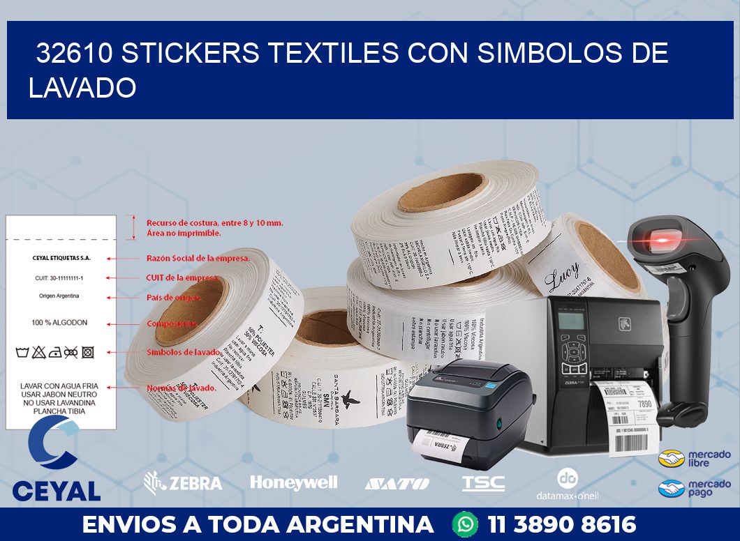 32610 STICKERS TEXTILES CON SIMBOLOS DE LAVADO