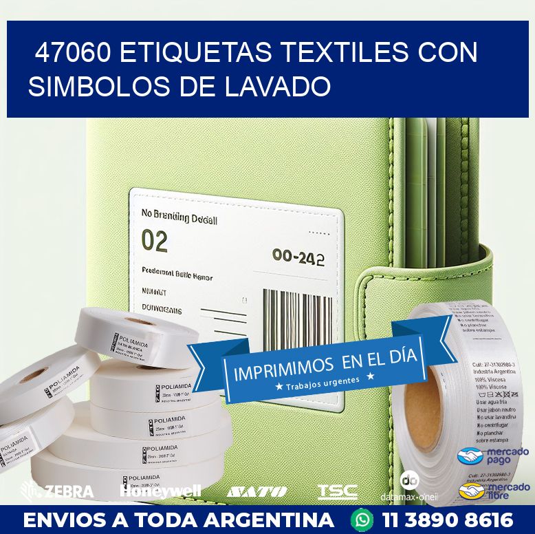 47060 ETIQUETAS TEXTILES CON SIMBOLOS DE LAVADO