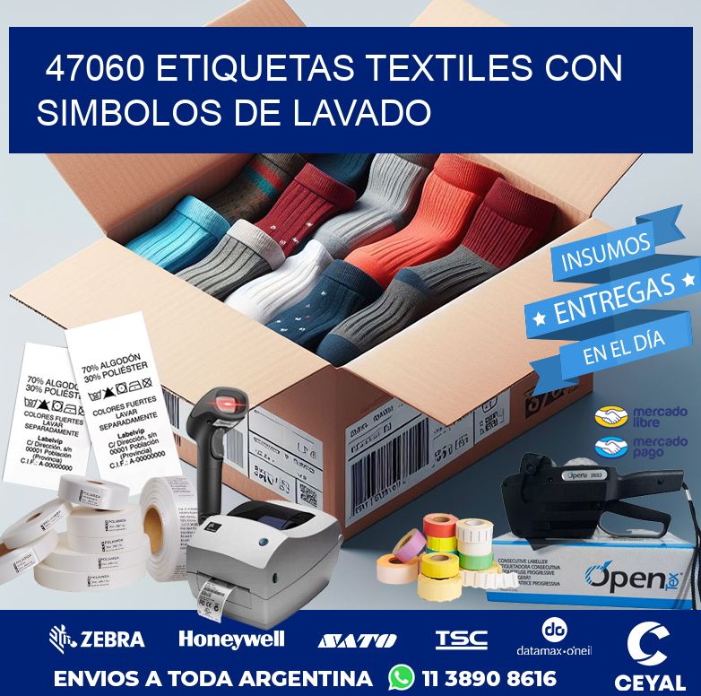 47060 ETIQUETAS TEXTILES CON SIMBOLOS DE LAVADO