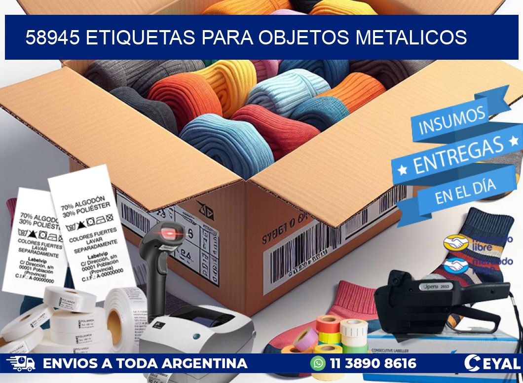 58945 etiquetas para objetos metalicos