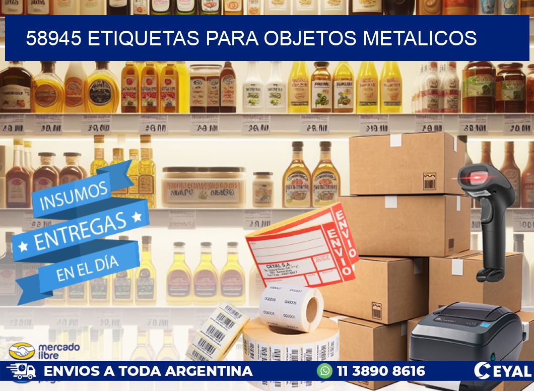 58945 etiquetas para objetos metalicos