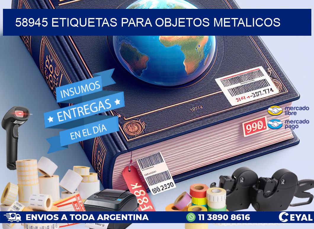 58945 etiquetas para objetos metalicos