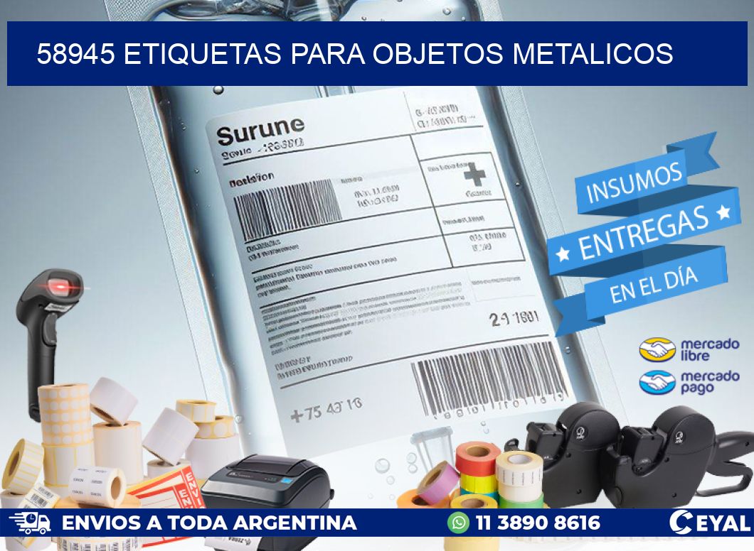 58945 etiquetas para objetos metalicos