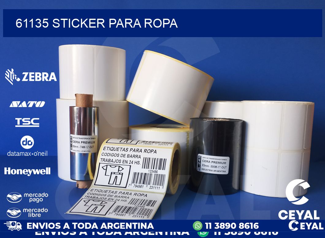 61135 STICKER PARA ROPA