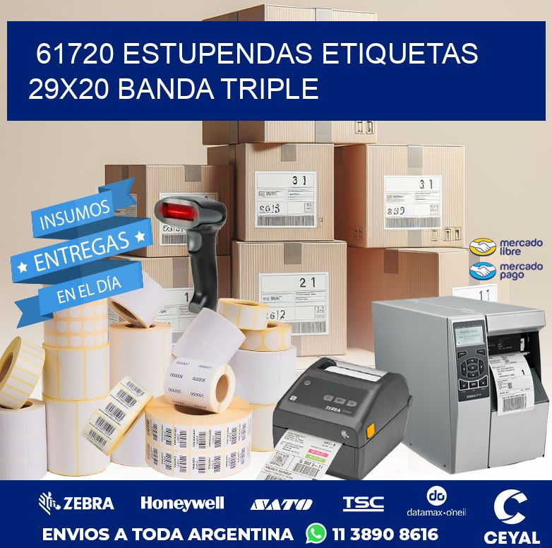 61720 ESTUPENDAS ETIQUETAS 29X20 BANDA TRIPLE