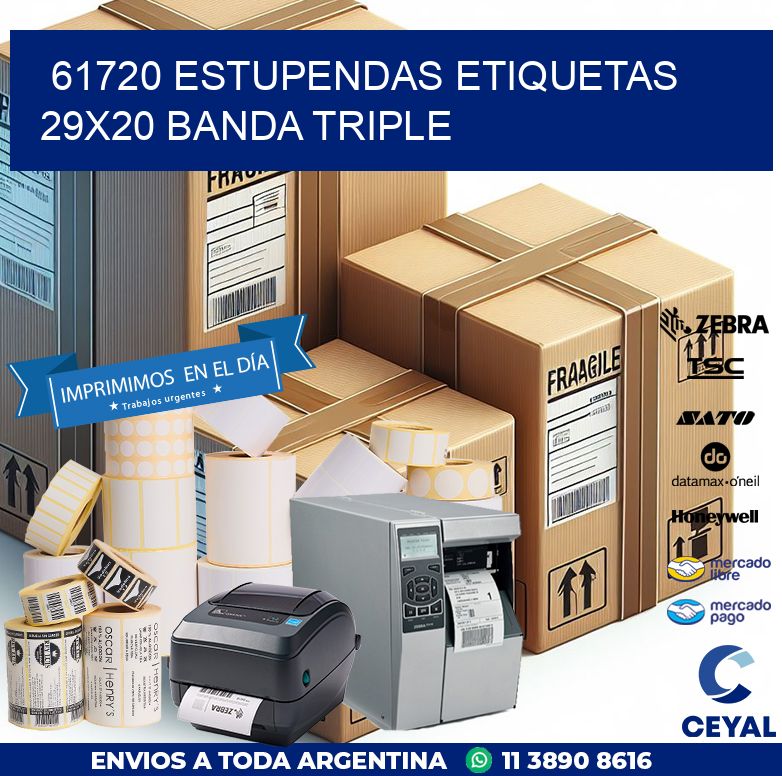 61720 ESTUPENDAS ETIQUETAS 29X20 BANDA TRIPLE