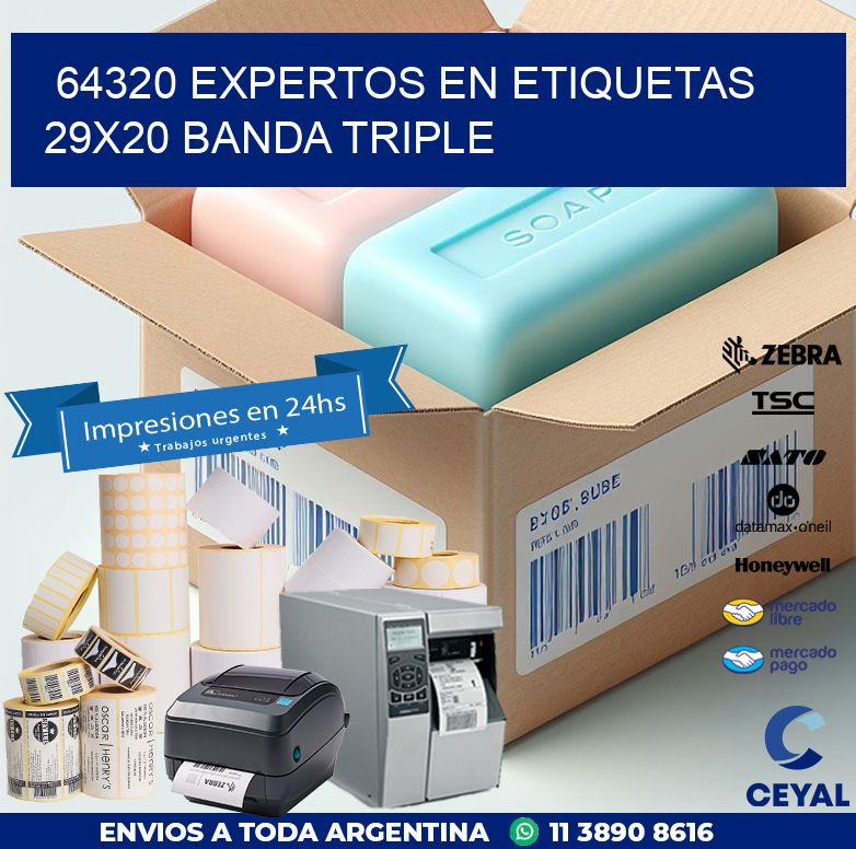 64320 EXPERTOS EN ETIQUETAS 29X20 BANDA TRIPLE
