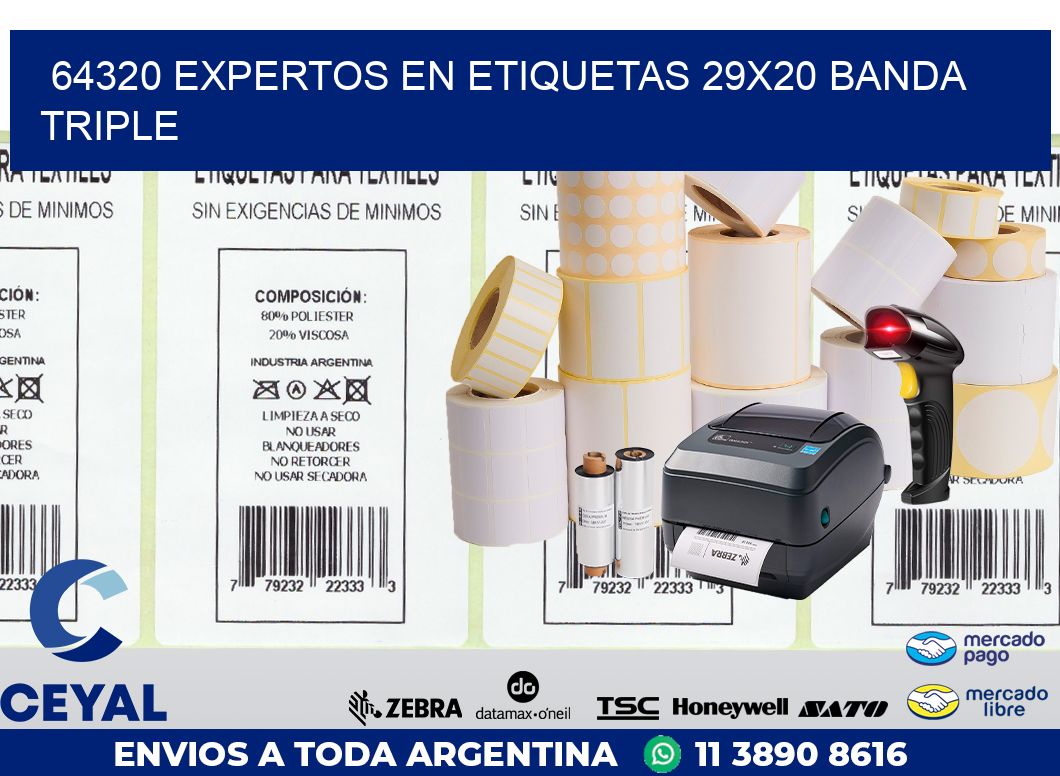 64320 EXPERTOS EN ETIQUETAS 29X20 BANDA TRIPLE