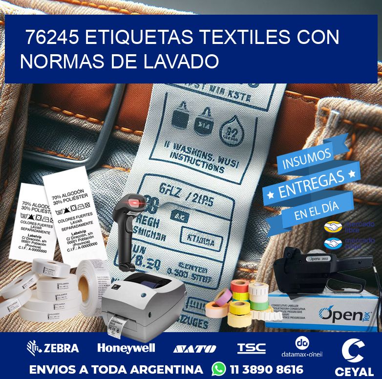 76245 ETIQUETAS TEXTILES CON NORMAS DE LAVADO