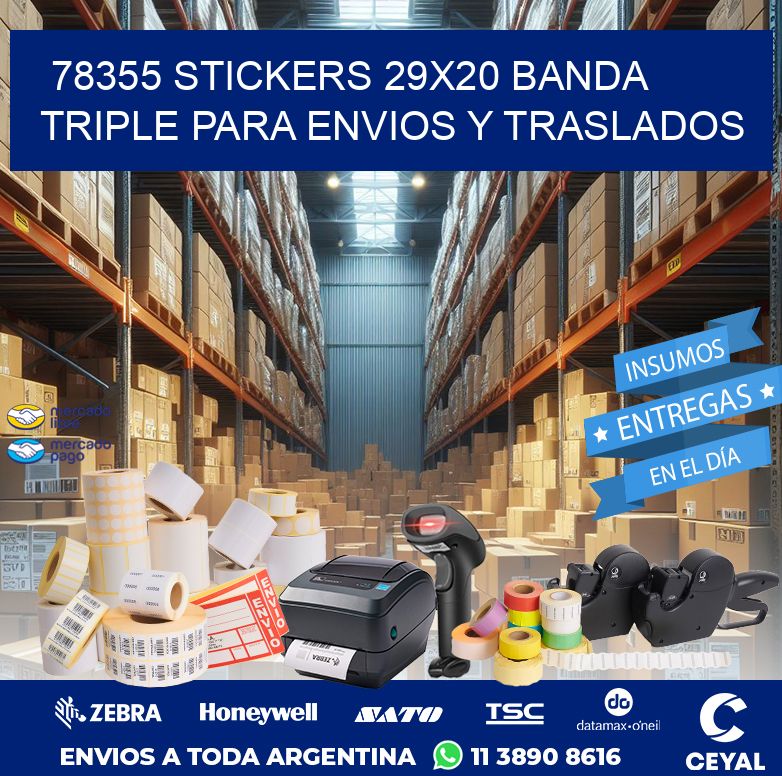 78355 STICKERS 29X20 BANDA TRIPLE PARA ENVIOS Y TRASLADOS