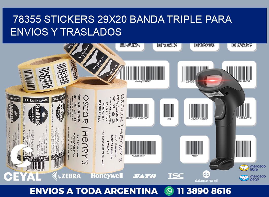 78355 STICKERS 29X20 BANDA TRIPLE PARA ENVIOS Y TRASLADOS