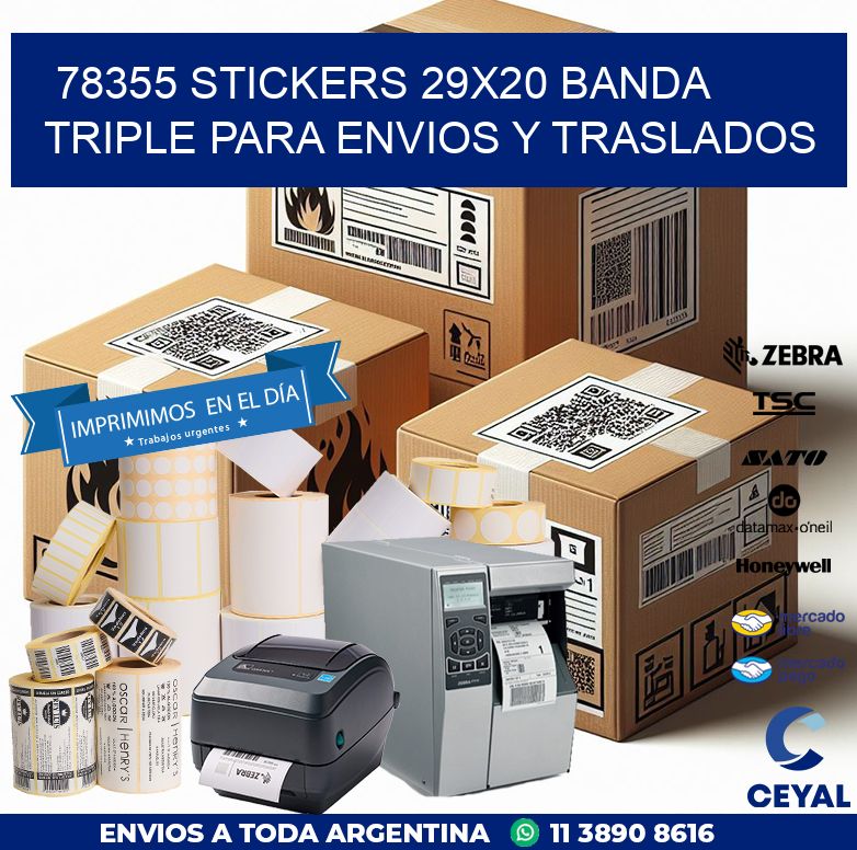 78355 STICKERS 29X20 BANDA TRIPLE PARA ENVIOS Y TRASLADOS