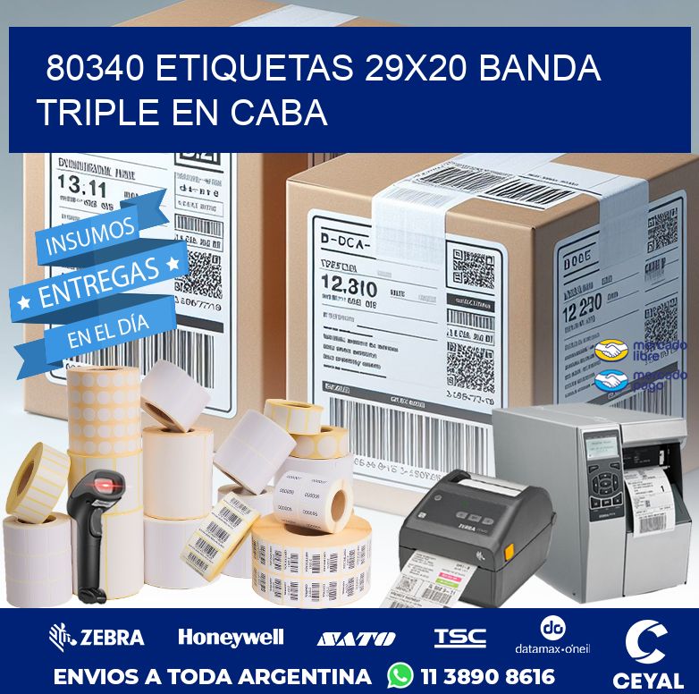 80340 ETIQUETAS 29X20 BANDA TRIPLE EN CABA