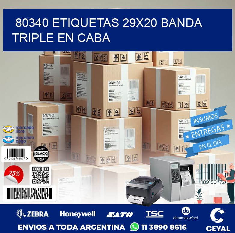 80340 ETIQUETAS 29X20 BANDA TRIPLE EN CABA