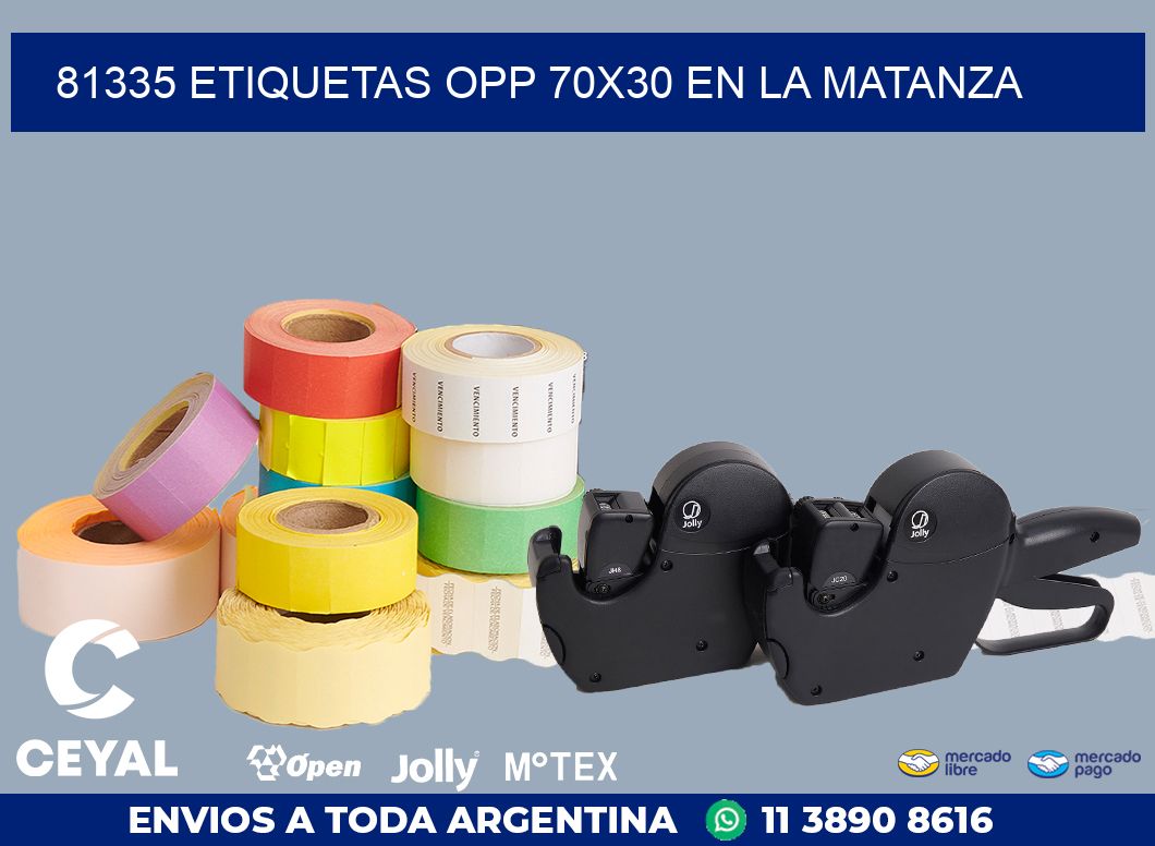 81335 ETIQUETAS OPP 70X30 EN LA MATANZA