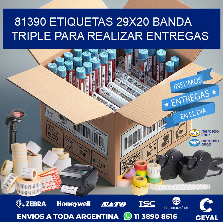 81390 ETIQUETAS 29X20 BANDA TRIPLE PARA REALIZAR ENTREGAS