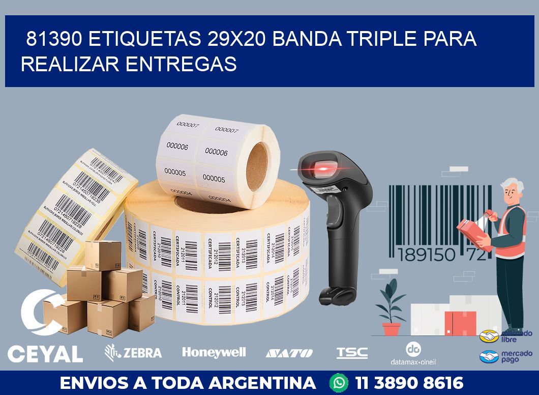 81390 ETIQUETAS 29X20 BANDA TRIPLE PARA REALIZAR ENTREGAS
